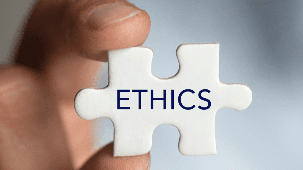 White puzzle piece with the word “Ethics” written on it